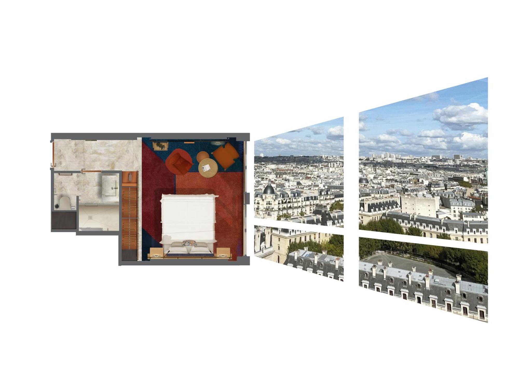 Chambre Collection sur le Toit - Vue sur Toits de Paris