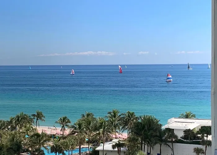 Hallandale Condo, Partial Ocean View Direct Beach And Pool Access Beach