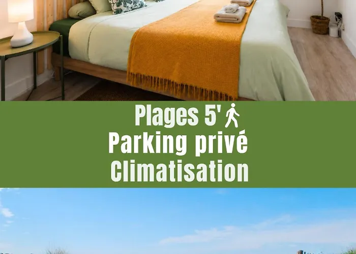 NEW - Studio cosy - Plages à 5min - Parking privé - WIFI - Commerces au pied du bâtiment